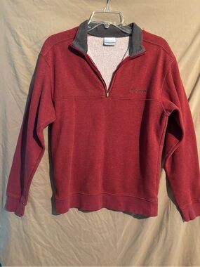 Columbia Men's Maroon Half-Zip Fleece with Contrast Collar